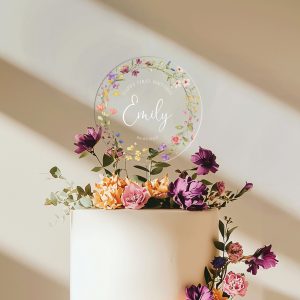 Girl 1st Birthday Cake Topper, Birthday Wildflower Cake Topper