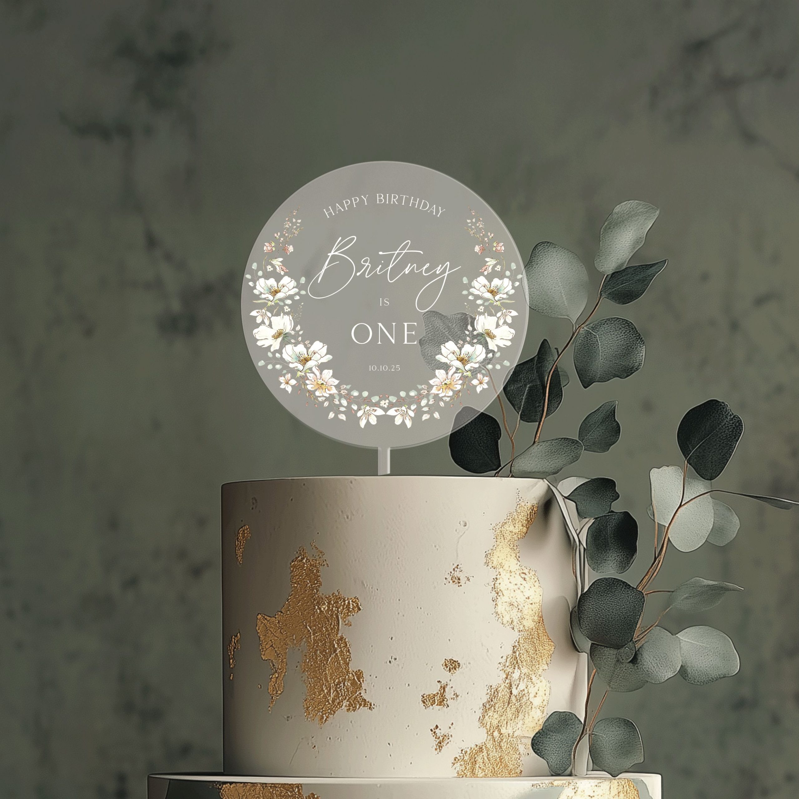 Mock-Up-Final-9-FROSTED_0000_Group-7 Floral Birthday Cake Topper, 1st Birthday Acrylic Cake Topper