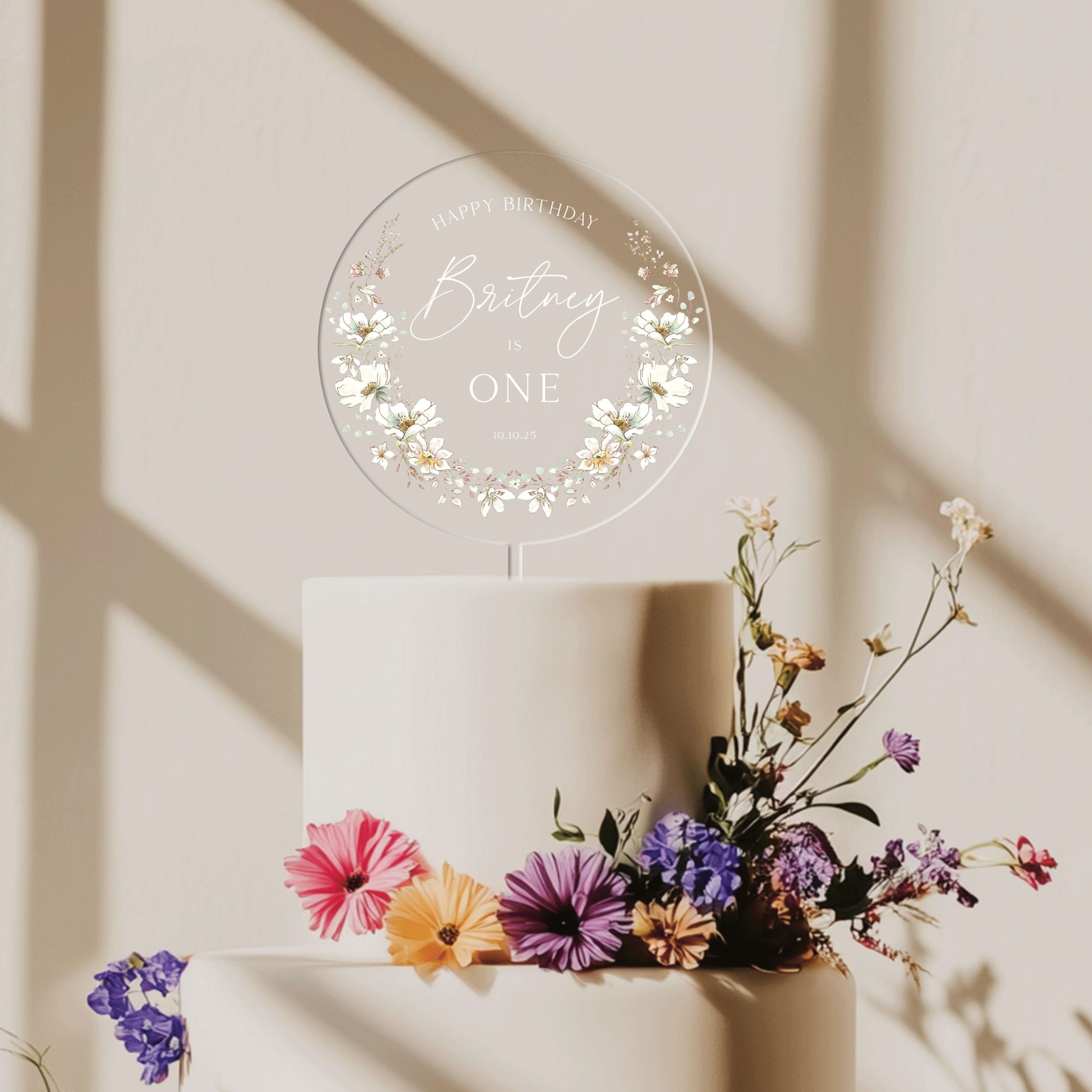 Mock-Up-Final-9-TR_0007_Group-4 Floral Birthday Cake Topper, 1st Birthday Acrylic Cake Topper