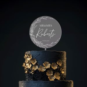 Minimalist Greenery Wedding Cake Topper, Acrylic Cake Topper