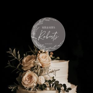 Minimalist Greenery Wedding Cake Topper, Acrylic Cake Topper