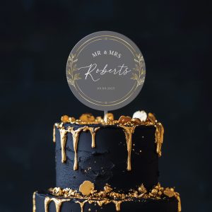 Gold Wreath Cake Topper, Unique Wedding Acrylic Cake Topper