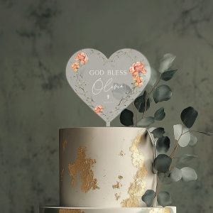 God Bless Acrylic Cake Topper, Christening Cake Topper for Girl