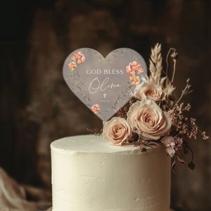 God Bless Acrylic Cake Topper, Christening Cake Topper for Girl