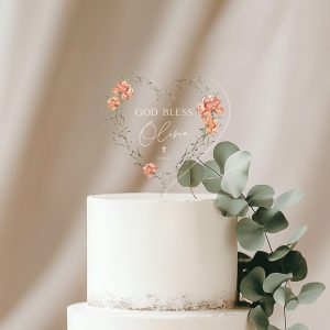 God Bless Acrylic Cake Topper, Christening Cake Topper for Girl