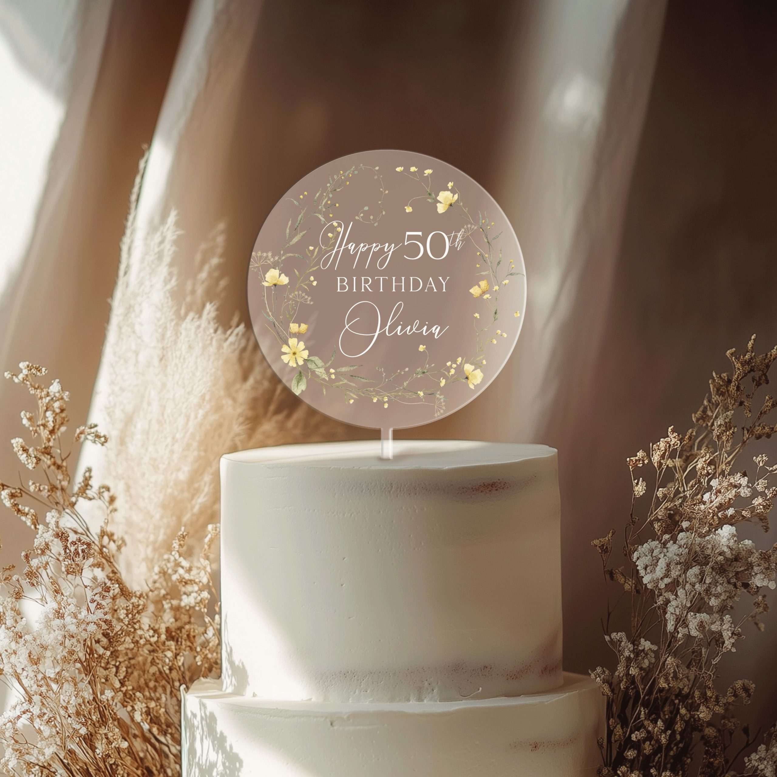 Mock-Up-Final_0001_Group-8 Floral 50th Birthday Cake Topper, Happy Birthday Cake Topper