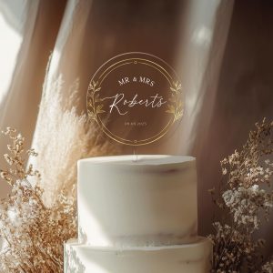 Gold Wreath Cake Topper, Unique Wedding Acrylic Cake Topper