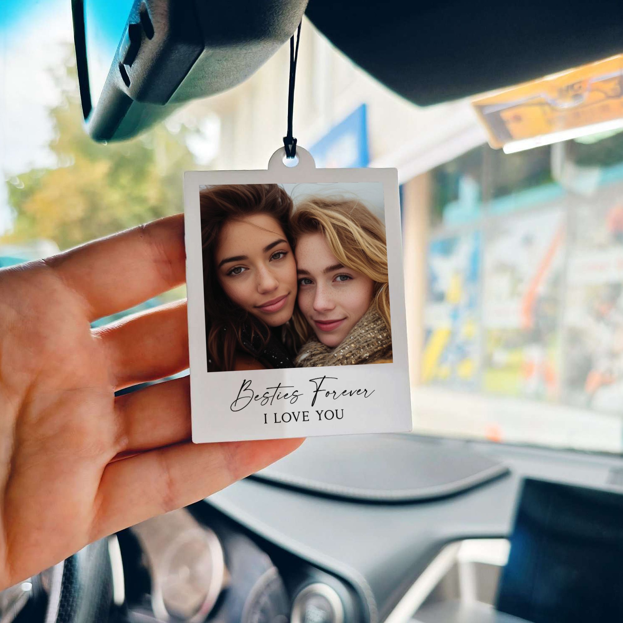 Mock Up Polaroid 7 Personalized Photo Car Ornament, Photo Acrylic Car Ornament