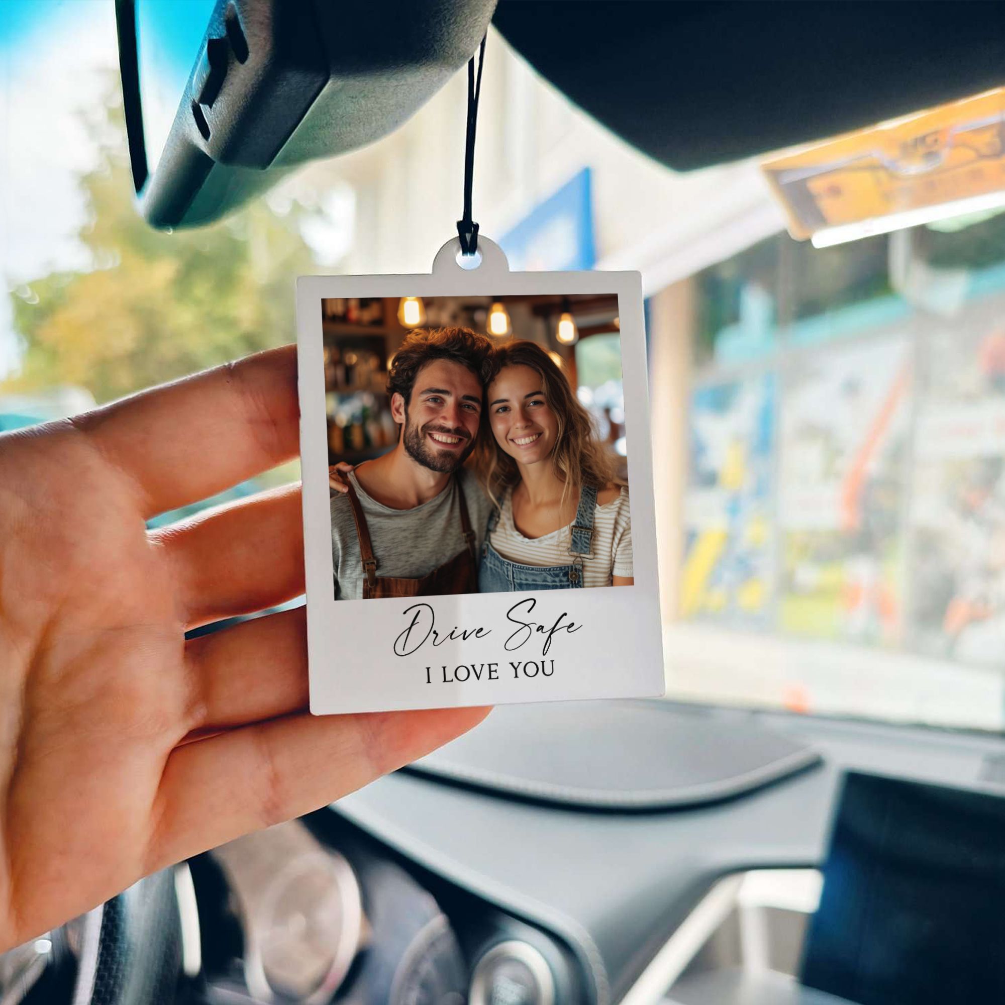 Mock Up Polaroid 9 Personalized Photo Car Ornament, Photo Acrylic Car Ornament