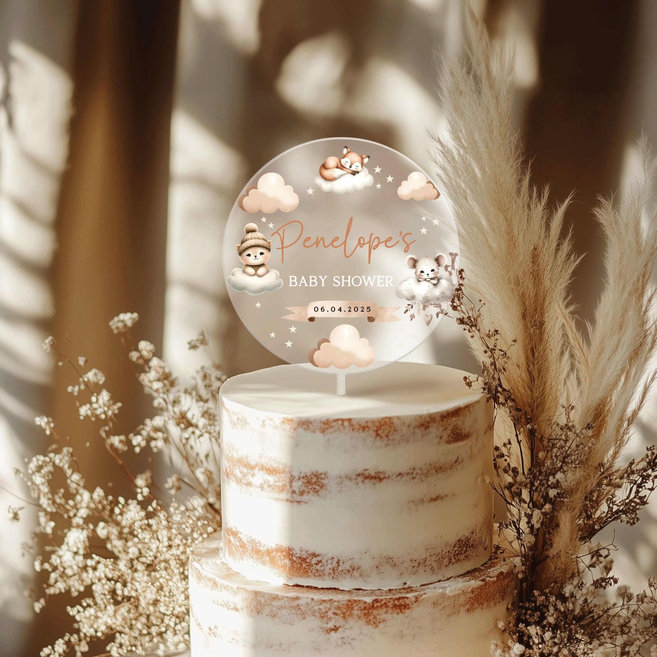 Mock-Up-Sh-FR_0001_Group-5 Boho Baby Shower Cake Topper, Acrylic Cake Topper