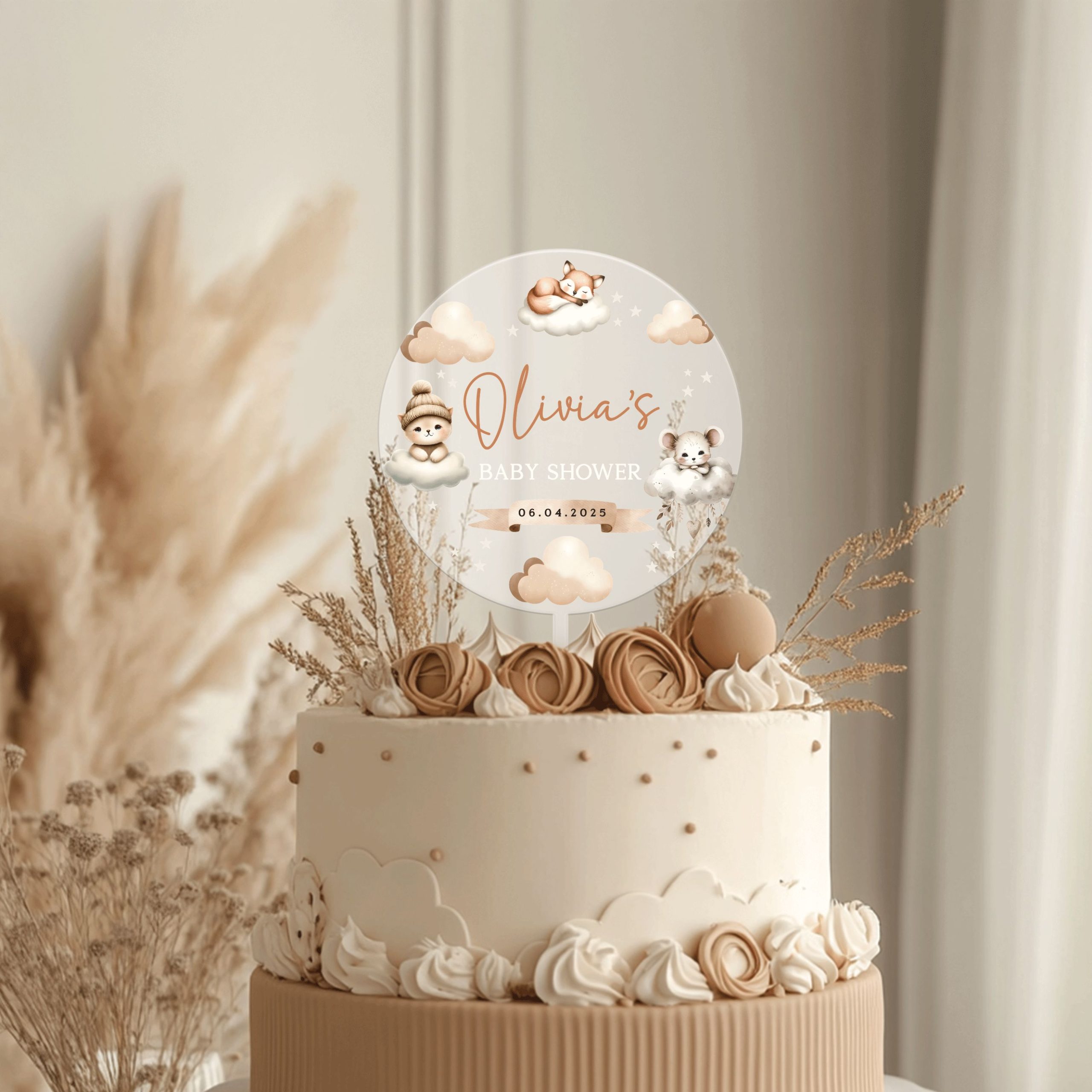 Mock-Up-Sh-FR_0003_Group-11 Boho Baby Shower Cake Topper, Acrylic Cake Topper