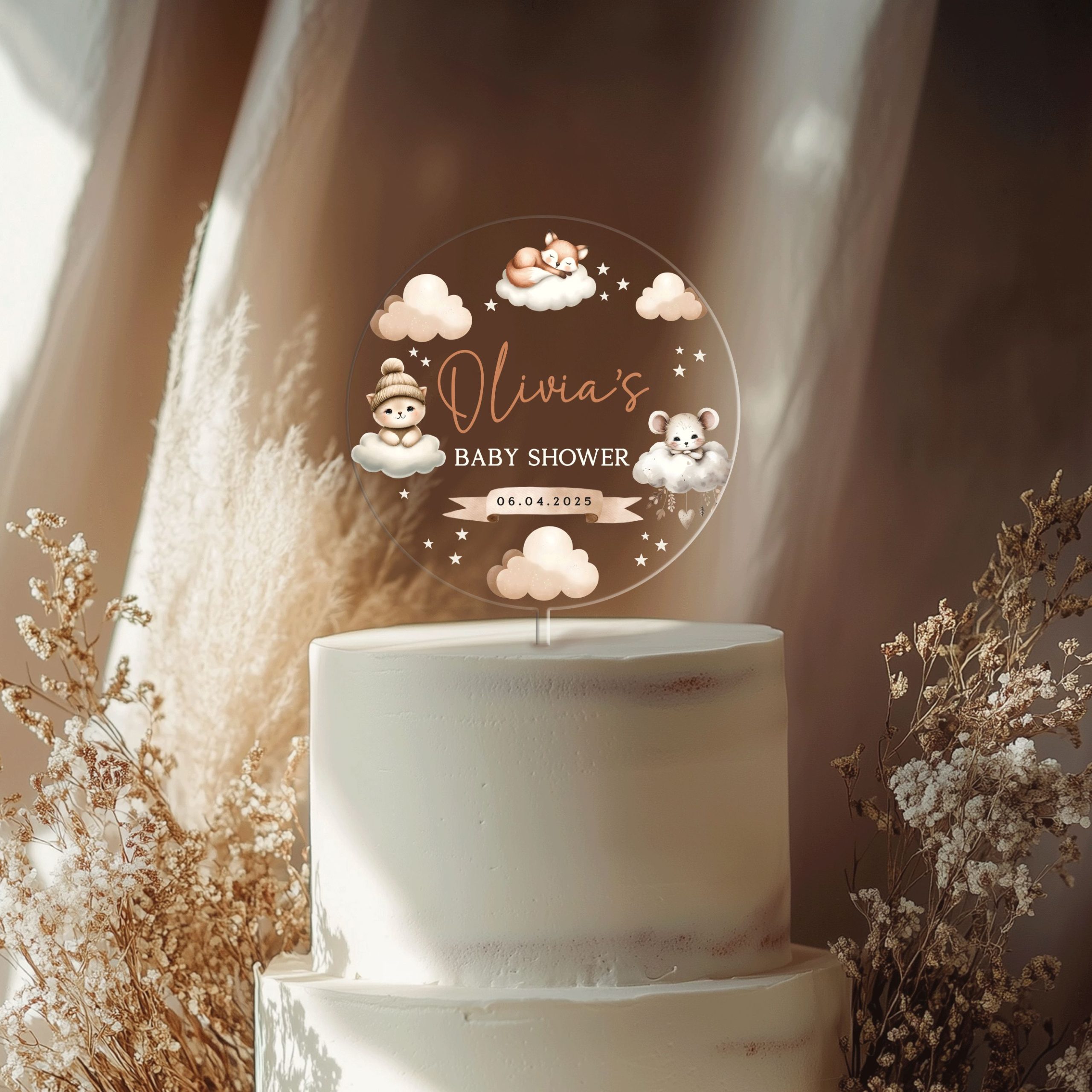 Mock-Up-Sh_0000_Group-8 Boho Baby Shower Cake Topper, Acrylic Cake Topper