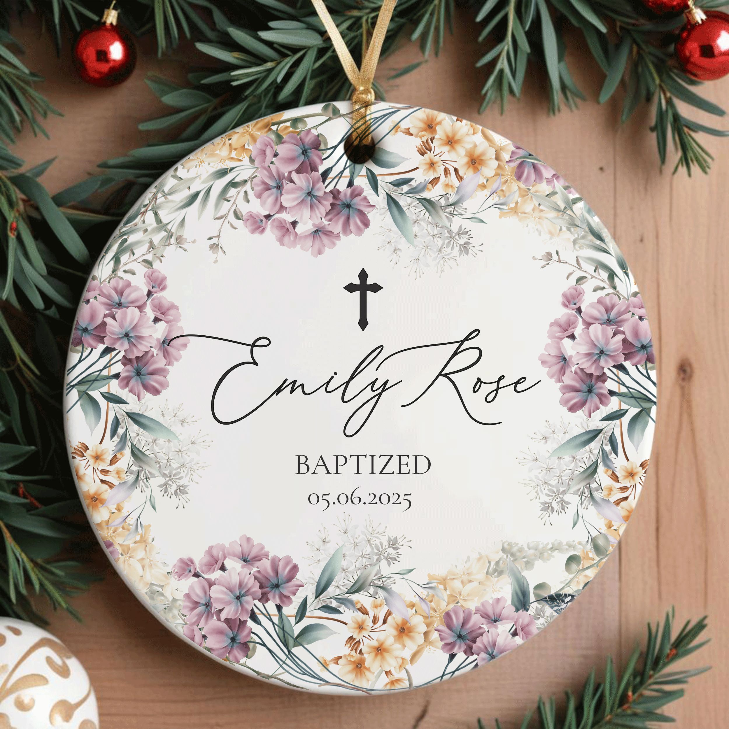 Name-Baprized-Design-1_0000_Group-1 Personalized Baptism Ornament, Elegant Floral Gift for Baby Girl