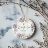 Personalized Baptism Ornament, Elegant Floral Gift for Baby Girl
