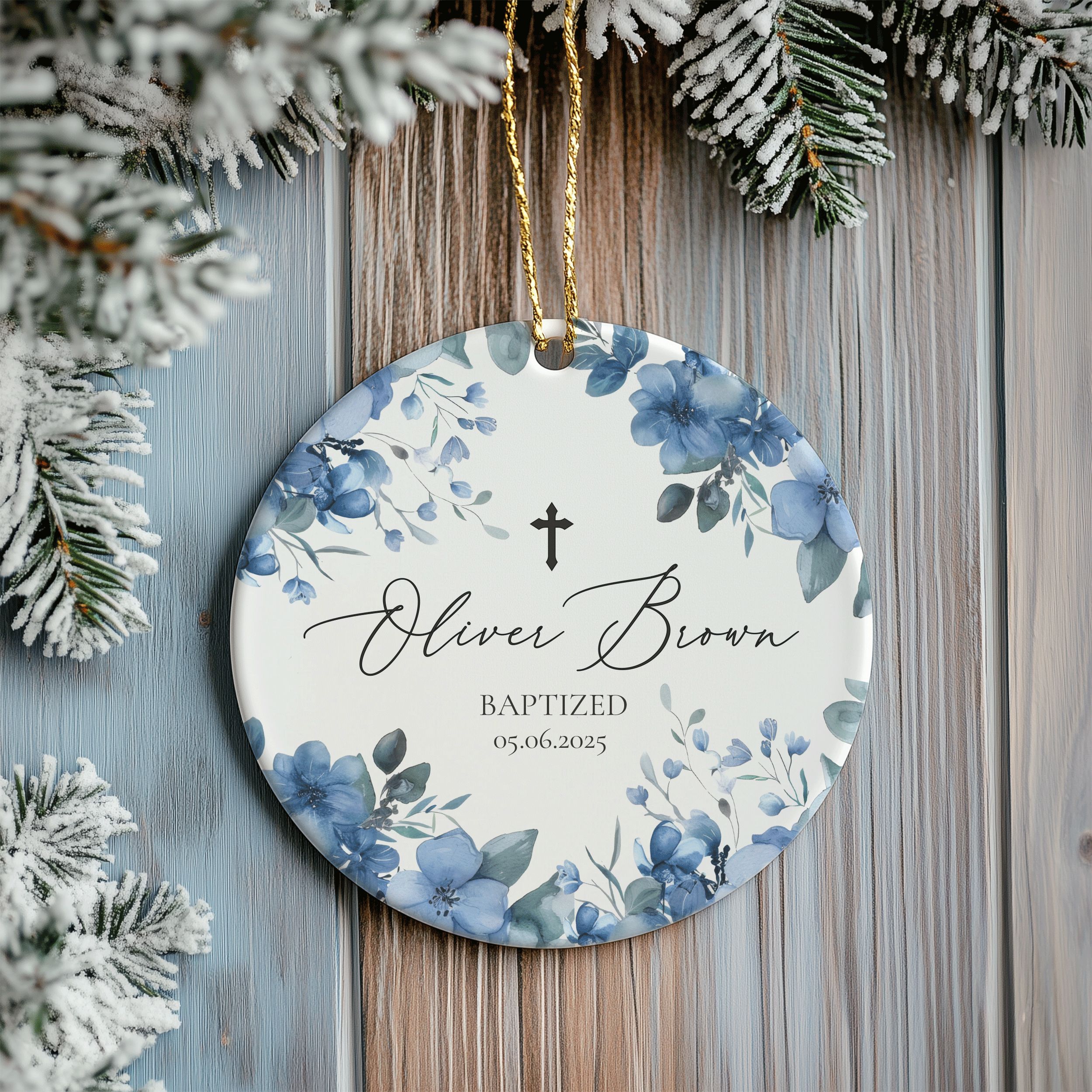 Name-Baprized-Design-2_0004_Group-5 Personalized Baptism Gift for Baby Boy, Floral Baptism Ornament