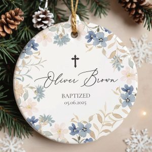 Custom Christening Ornament, Custom Name Baptism Ornament