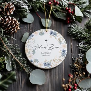 Custom Christening Ornament, Custom Name Baptism Ornament