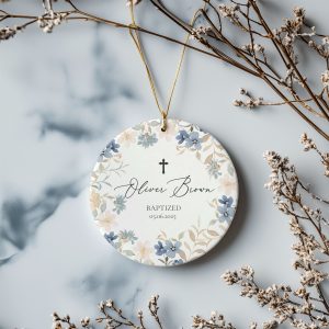 Custom Christening Ornament, Custom Name Baptism Ornament