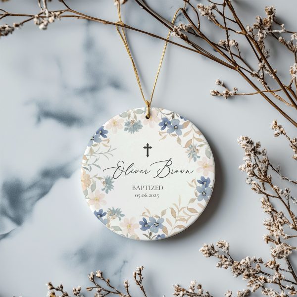 Custom Christening Ornament, Custom Name Baptism Ornament