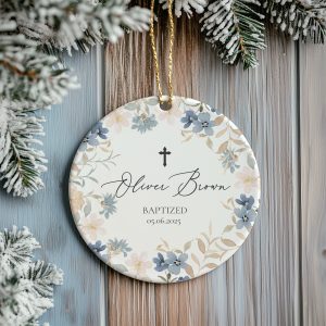 Custom Christening Ornament, Custom Name Baptism Ornament