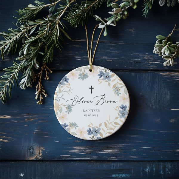 Custom Christening Ornament, Custom Name Baptism Ornament