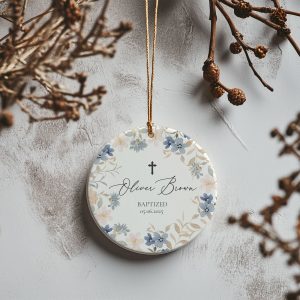 Custom Christening Ornament, Custom Name Baptism Ornament
