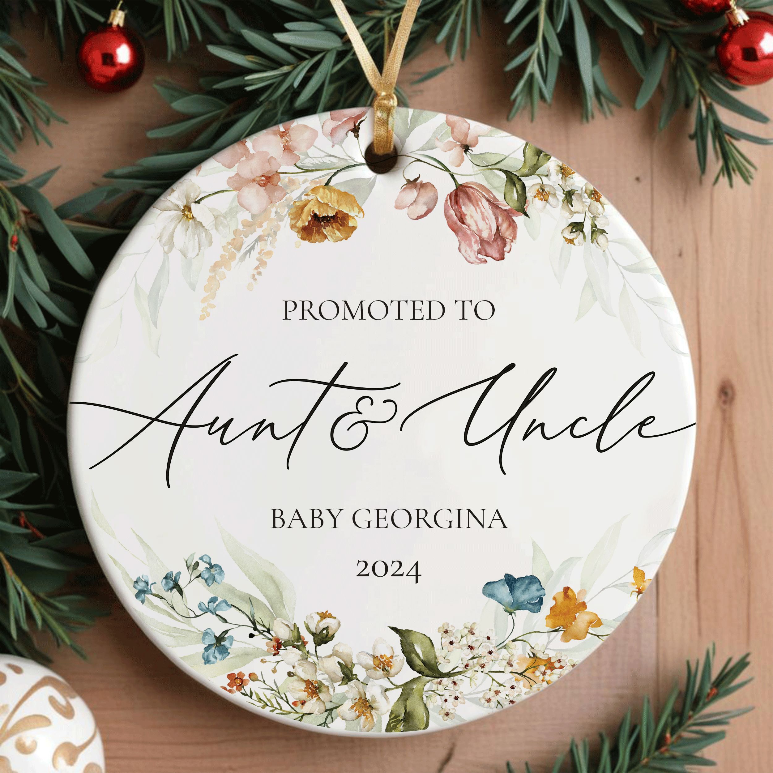 Promoted-to-Aunt-&-Uncle_0000_Group-1 Baby Announcement Ornament, Promoted to Aunt and Uncle