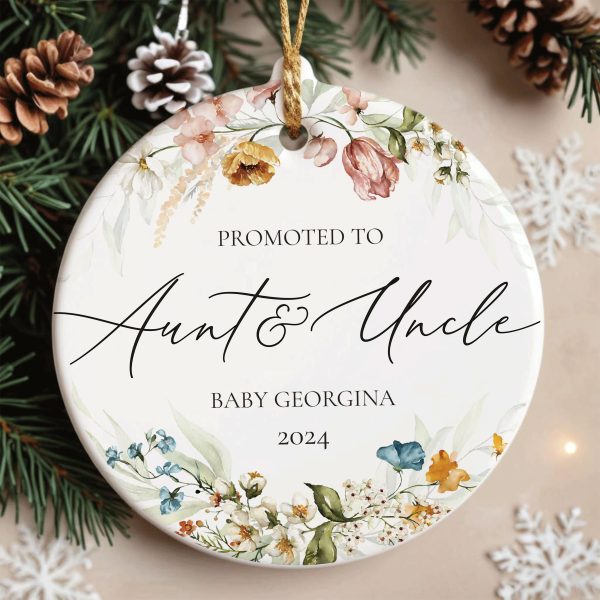 Baby Announcement Ornament, Promoted to Aunt and Uncle