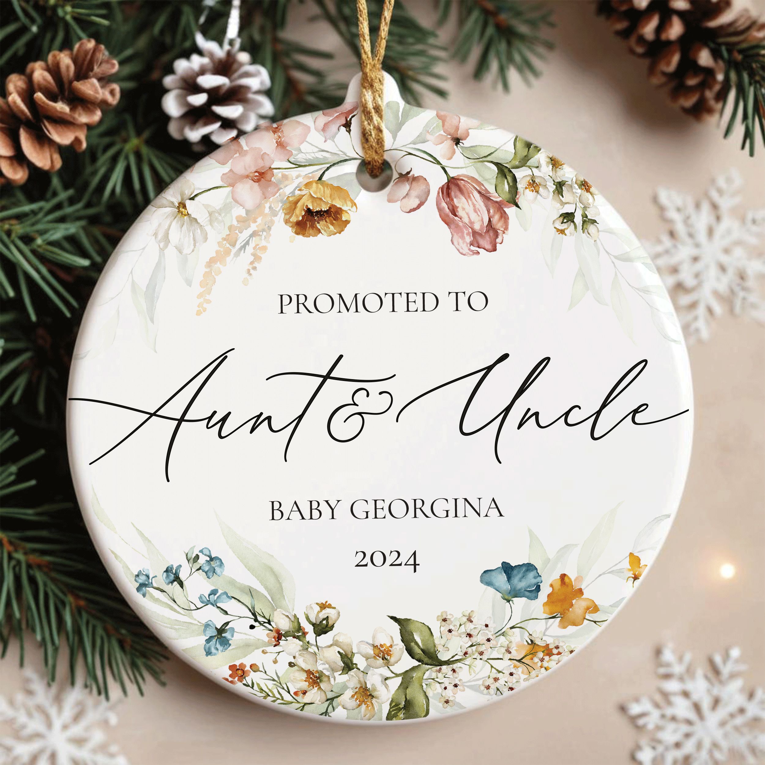 Promoted-to-Aunt-&-Uncle_0001_Group-2 Baby Announcement Ornament, Promoted to Aunt and Uncle