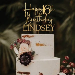 16th Birthday Cake Topper, Personalized Happy Birthday Party