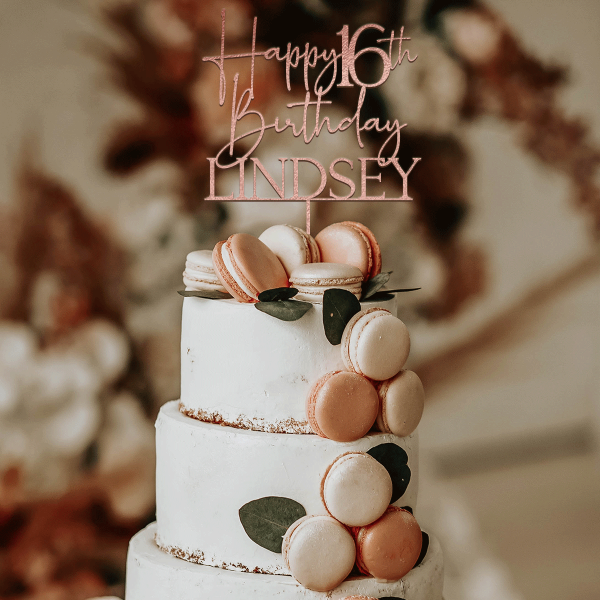 16th Birthday Cake Topper, Personalized Happy Birthday Party