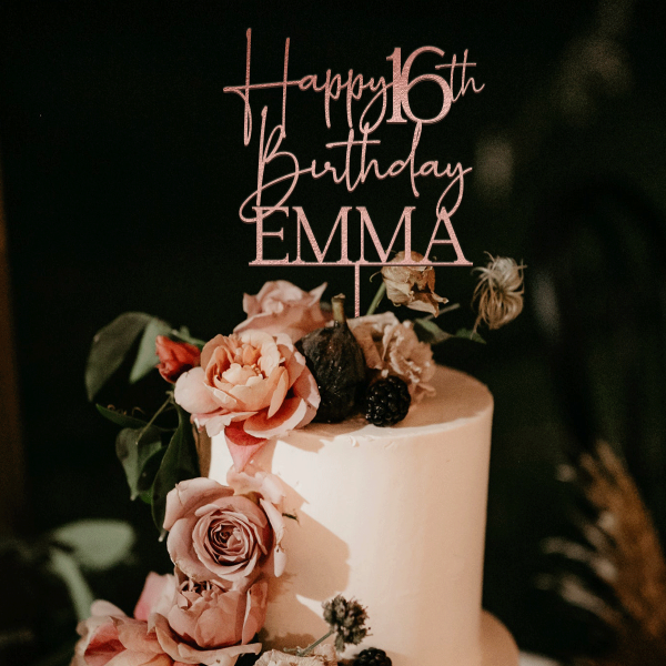 16th Birthday Cake Topper, Personalized Happy Birthday Party