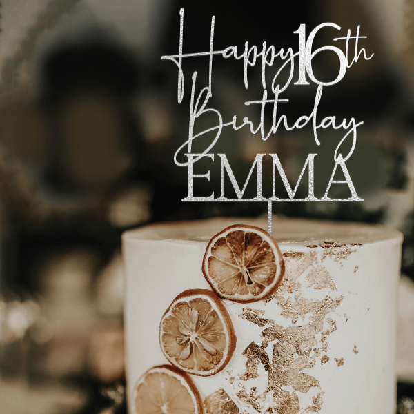 16th Birthday Cake Topper, Personalized Happy Birthday Party