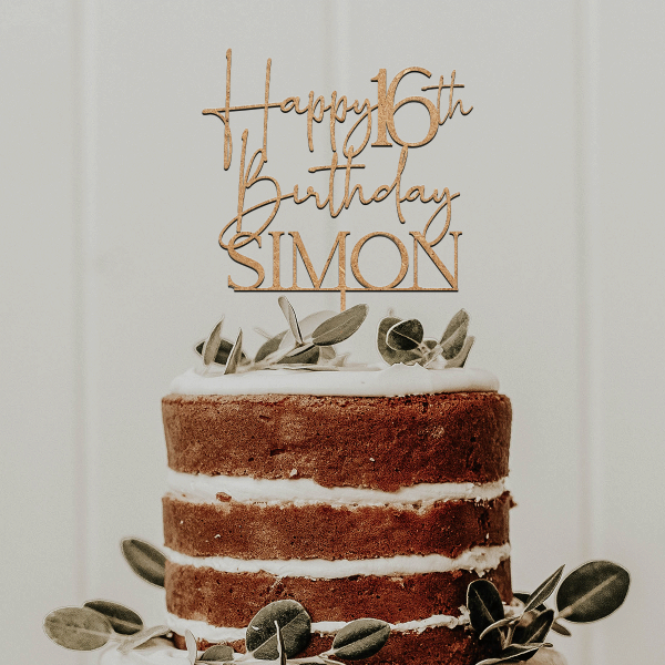 16th Birthday Cake Topper, Personalized Happy Birthday Party