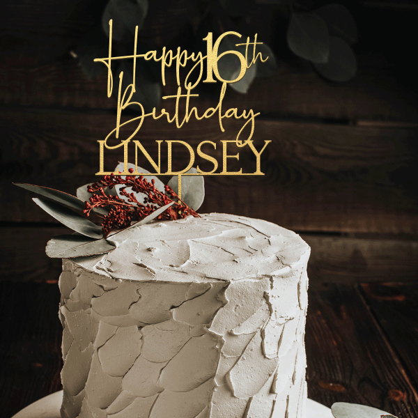 16th Birthday Cake Topper, Personalized Happy Birthday Party