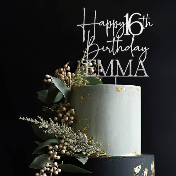 16th Birthday Cake Topper, Personalized Happy Birthday Party