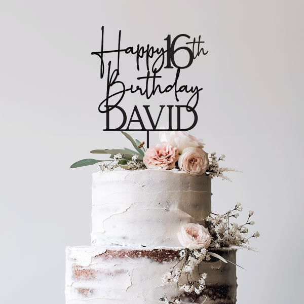 16th Birthday Cake Topper, Personalized Happy Birthday Party