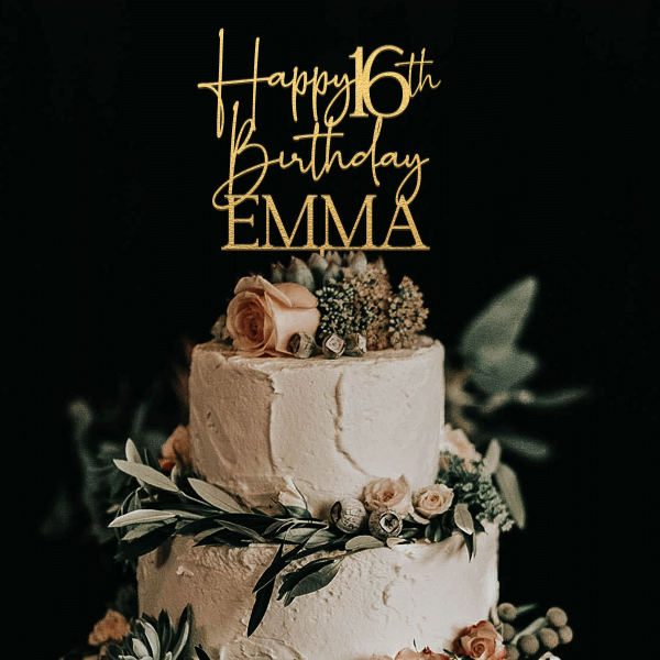 16th Birthday Cake Topper, Personalized Happy Birthday Party