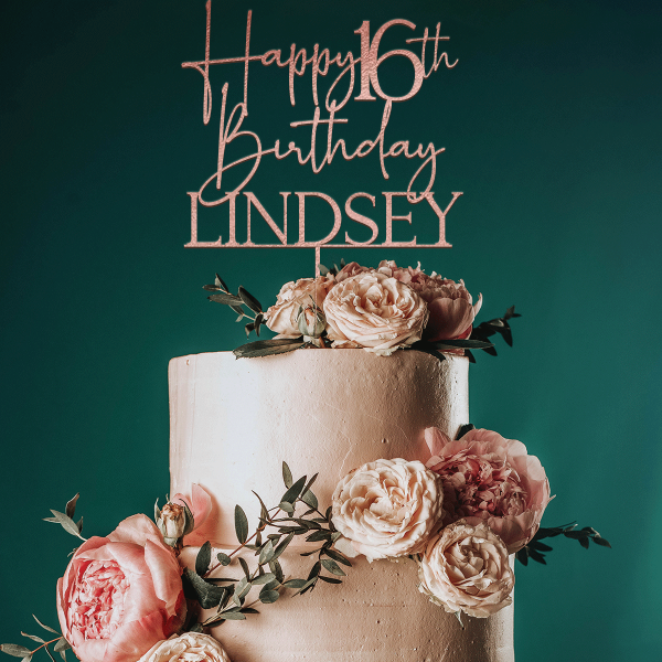 16th Birthday Cake Topper, Personalized Happy Birthday Party