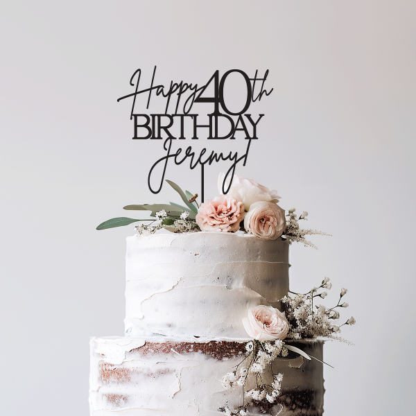 Happy 40th Birthday Cake Topper, Happy 40th Birthday