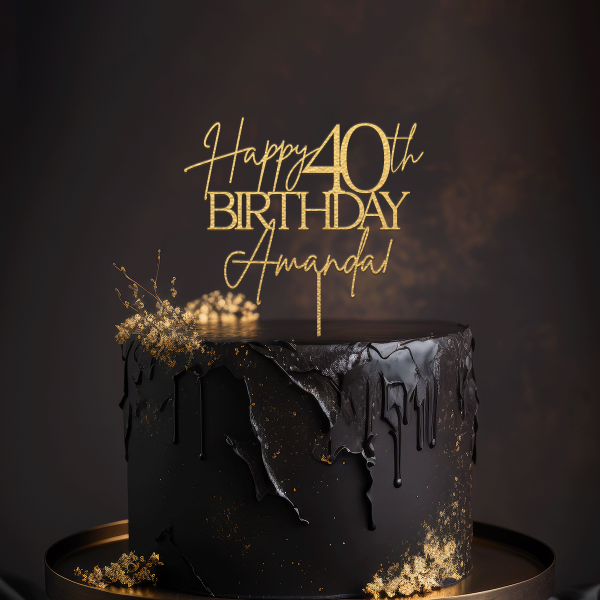 Happy 40th Birthday Cake Topper, Happy 40th Birthday