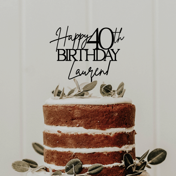 Happy 40th Birthday Cake Topper, Happy 40th Birthday