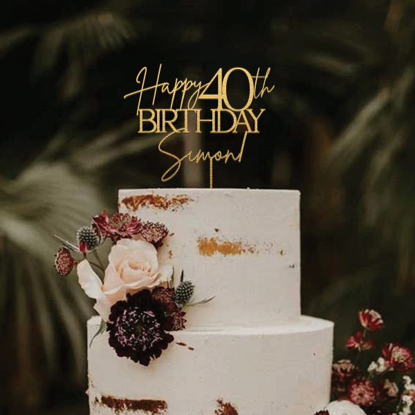 Happy 40th Birthday Cake Topper, Happy 40th Birthday