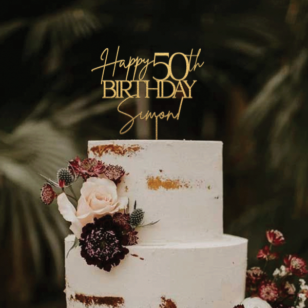 50th Birthday Cake Topper, Happy 50th Anniversary Cake Topper