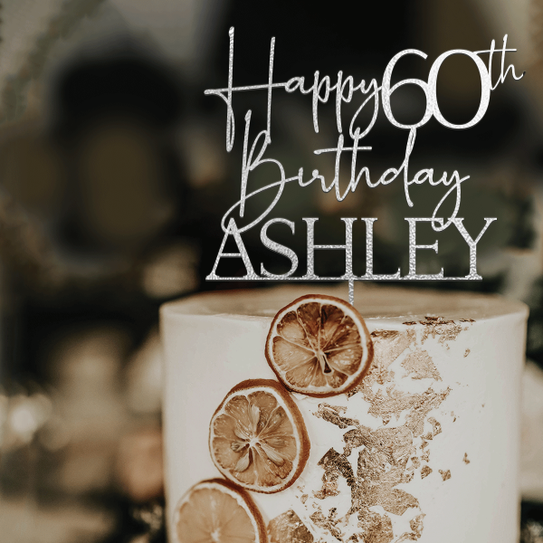Happy 60th Birthday Cake Topper, 60th Anniversary Cake Topper