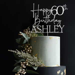Happy 60th Birthday Cake Topper, 60th Anniversary Cake Topper