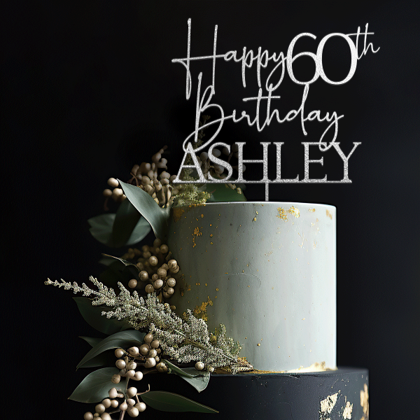 Happy 60th Birthday Cake Topper, 60th Anniversary Cake Topper