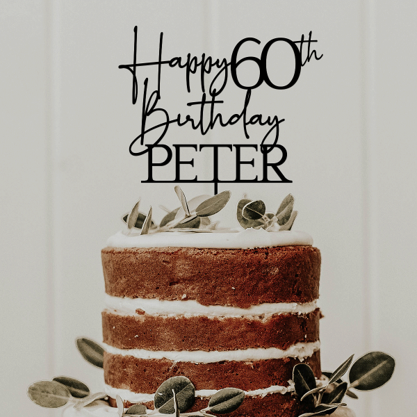 Happy 60th Birthday Cake Topper, 60th Anniversary Cake Topper