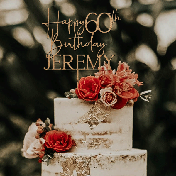 Happy 60th Birthday Cake Topper, 60th Anniversary Cake Topper