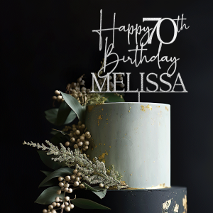 Happy 70th Birthday Cake Topper, 70th Anniversary Cake Topper